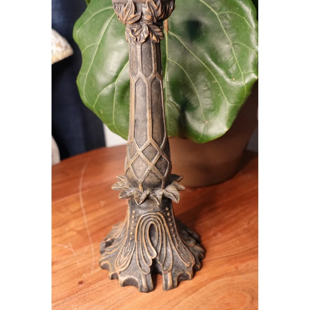 Vintage Tall‎ Single Ornate Brown Candlestick Holder Home Decor